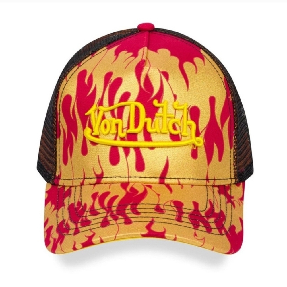 🔥▪️Von Dutch▪️ Unisex Fire Flame Trucker Hat